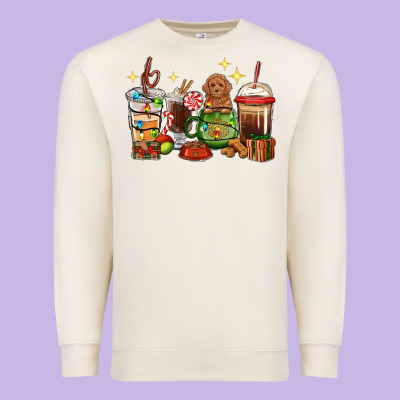 Christmas Coffee Cups With Poodle Premium Sweatshirt Designed By Ranaportraitstore
