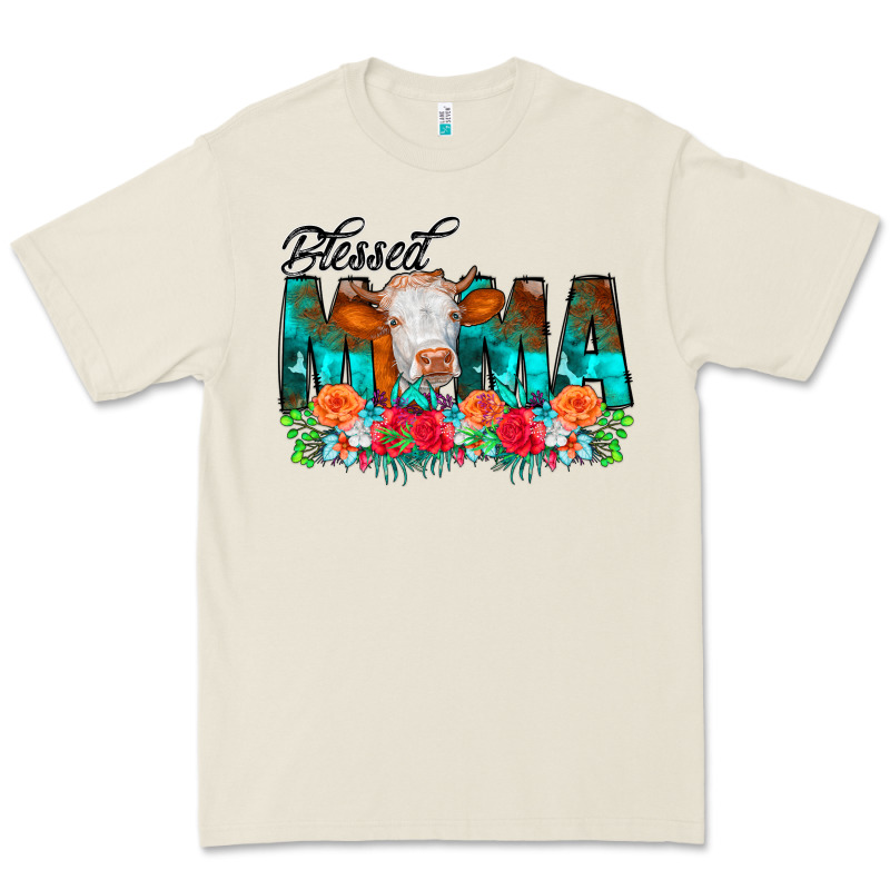 Blessed Mama Flowers Cow Premium Tee by CowCowDesign | Teevron
