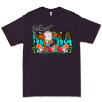 Plum Blessed Mama Flowers Cow Premium Tee - CowCowDesign