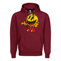 Burgundy pacman Zipper Hoodie - DesigneFamous