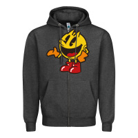 Charcoal Heather pacman Zipper Hoodie - DesigneFamous