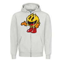 Dove Grey pacman Zipper Hoodie - DesigneFamous