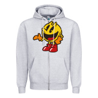 Heather Grey pacman Zipper Hoodie - DesigneFamous