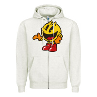 Oatmeal Heather pacman Zipper Hoodie - DesigneFamous