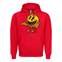 Red pacman Zipper Hoodie - DesigneFamous