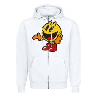 White pacman Zipper Hoodie - DesigneFamous