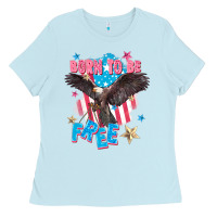 Baby Blue Born to be free Ladies Tee - FaDigitalArtStudio