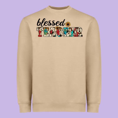 Blessed Teacher Heavyweight Sweatshirt Designed By Jahusdesignshop