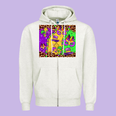 Mardi Gras Zipper Hoodie Designed By Jahusdesignshop