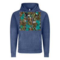 Vintage Denim Longhorn Pattern Vintage Hoodie - CowhideDigitalArt