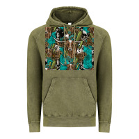 Vintage Olive Longhorn Pattern Vintage Hoodie - CowhideDigitalArt