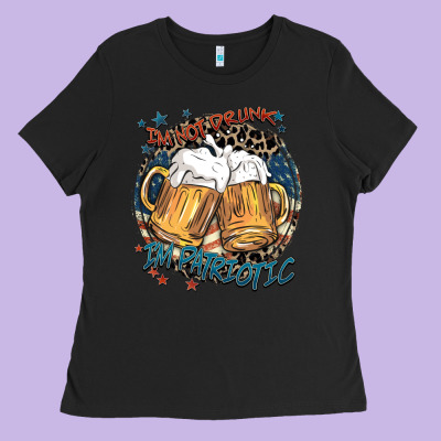 I'm Not Drunk I'm Patriotic Ladies Tee Designed By Fadigitalartstudio