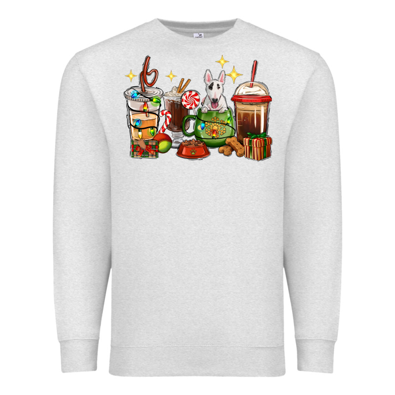 Christmas Coffee Cups With Bull Terrier Premium Sweatshirt by RanaPortraitStore | Teevron