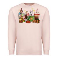 Pale Pink Christmas coffee cups with Bull Terrier Premium Sweatshirt - RanaPortraitStore