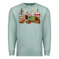 Seafoam Christmas coffee cups with Bull Terrier Premium Sweatshirt - RanaPortraitStore