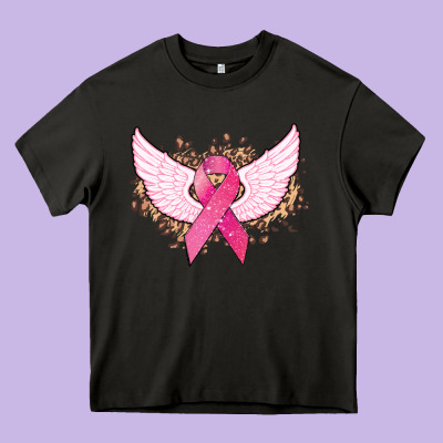 Cancer Ribbon Angel Wings Cancer Awareness Heavy Core Tee Designed By Howdyjamesfarm
