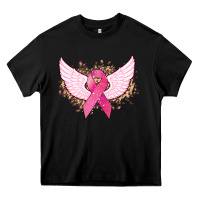 Black Cancer ribbon angel wings Cancer Awareness Heavy Core Tee - HowdyJamesFarm