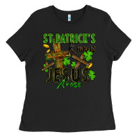 Black St. Patrick's knows Jesus arose Ladies Tee - FaDigitalArtStudio