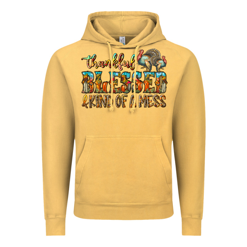Thankful Blessed And Kind Of A Mess Vintage Hoodie by CowhideDigitalArt | Teevron