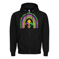 Black mardi gras fleur de lis rainbow Zipper Hoodie - JahusDesignShop