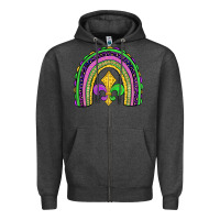 Charcoal Heather mardi gras fleur de lis rainbow Zipper Hoodie - JahusDesignShop
