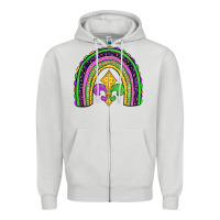 Dove Grey mardi gras fleur de lis rainbow Zipper Hoodie - JahusDesignShop