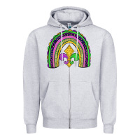 Heather Grey mardi gras fleur de lis rainbow Zipper Hoodie - JahusDesignShop