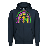 Navy mardi gras fleur de lis rainbow Zipper Hoodie - JahusDesignShop