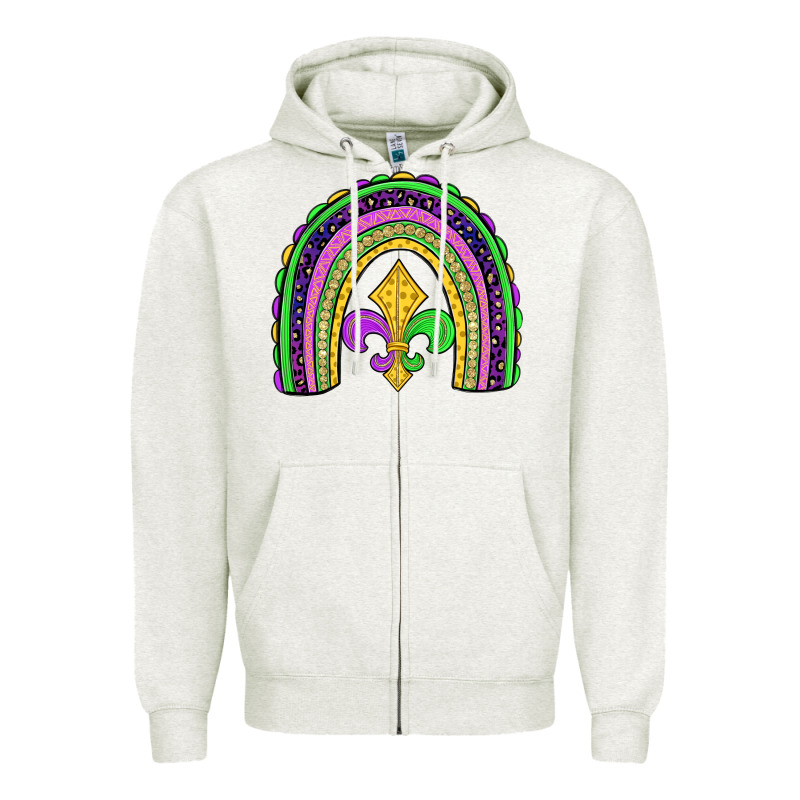 Mardi Gras Fleur De Lis Rainbow Zipper Hoodie by JahusDesignShop | Teevron