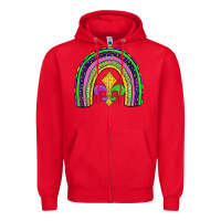 Red mardi gras fleur de lis rainbow Zipper Hoodie - JahusDesignShop