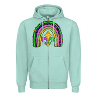 Seafoam mardi gras fleur de lis rainbow Zipper Hoodie - JahusDesignShop