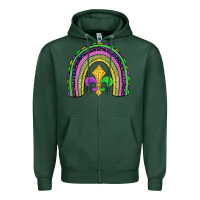 Sports Green mardi gras fleur de lis rainbow Zipper Hoodie - JahusDesignShop