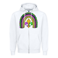 White mardi gras fleur de lis rainbow Zipper Hoodie - JahusDesignShop