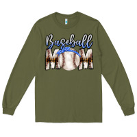 Army Green Baseball Mom Long Sleeve Tee - CowhideDigitalArt