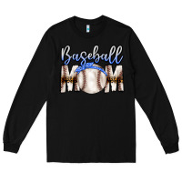 Black Baseball Mom Long Sleeve Tee - CowhideDigitalArt