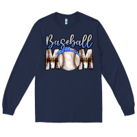 Navy Baseball Mom Long Sleeve Tee - CowhideDigitalArt