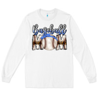 White Baseball Mom Long Sleeve Tee - CowhideDigitalArt