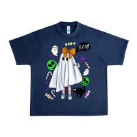 Navy cute ghost halloween Urban Heavy Tee - BundleAndBundleShop