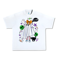 White cute ghost halloween Urban Heavy Tee - BundleAndBundleShop
