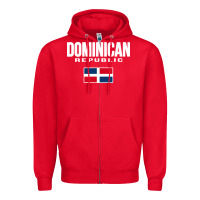Red dominican republic Zipper Hoodie - DesigneFamous
