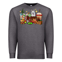 Charcoal Heather Christmas coffee cups with White Shepherd Premium Sweatshirt - RanaPortraitStore