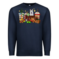 Navy Christmas coffee cups with White Shepherd Premium Sweatshirt - RanaPortraitStore