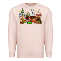 Pale Pink Christmas coffee cups with White Shepherd Premium Sweatshirt - RanaPortraitStore