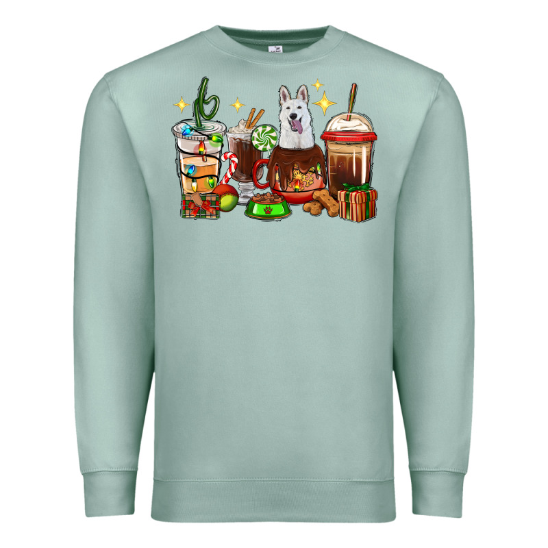 Christmas Coffee Cups With White Shepherd Premium Sweatshirt by RanaPortraitStore | Teevron