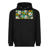 Black Sunflower And Daisy With Leopard Heavyweight Hoodie - RanaPortraitStore