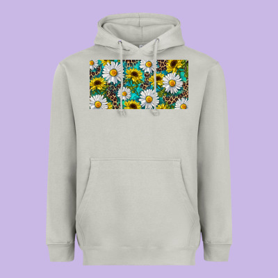 Sunflower And Daisy With Leopard Heavyweight Hoodie Designed By Ranaportraitstore