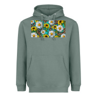 Sage Sunflower And Daisy With Leopard Heavyweight Hoodie - RanaPortraitStore