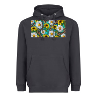 Smoke Sunflower And Daisy With Leopard Heavyweight Hoodie - RanaPortraitStore