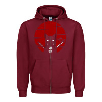 Burgundy ninja cat japanese Zipper Hoodie - DesigneFamous