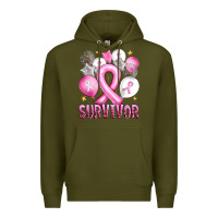 Army Green Balloons cancer ribbon survivor Premium Hoodie - Artiststas
